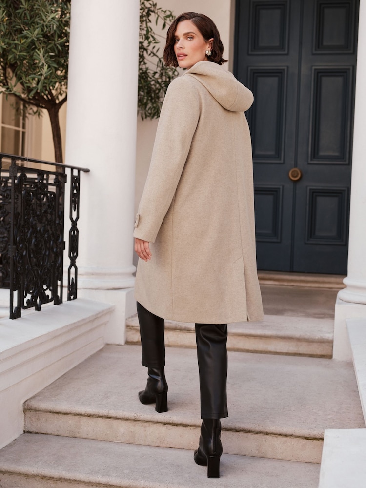 Love & Roses Camel Hooded Duffle Coat - Image 3 of 4