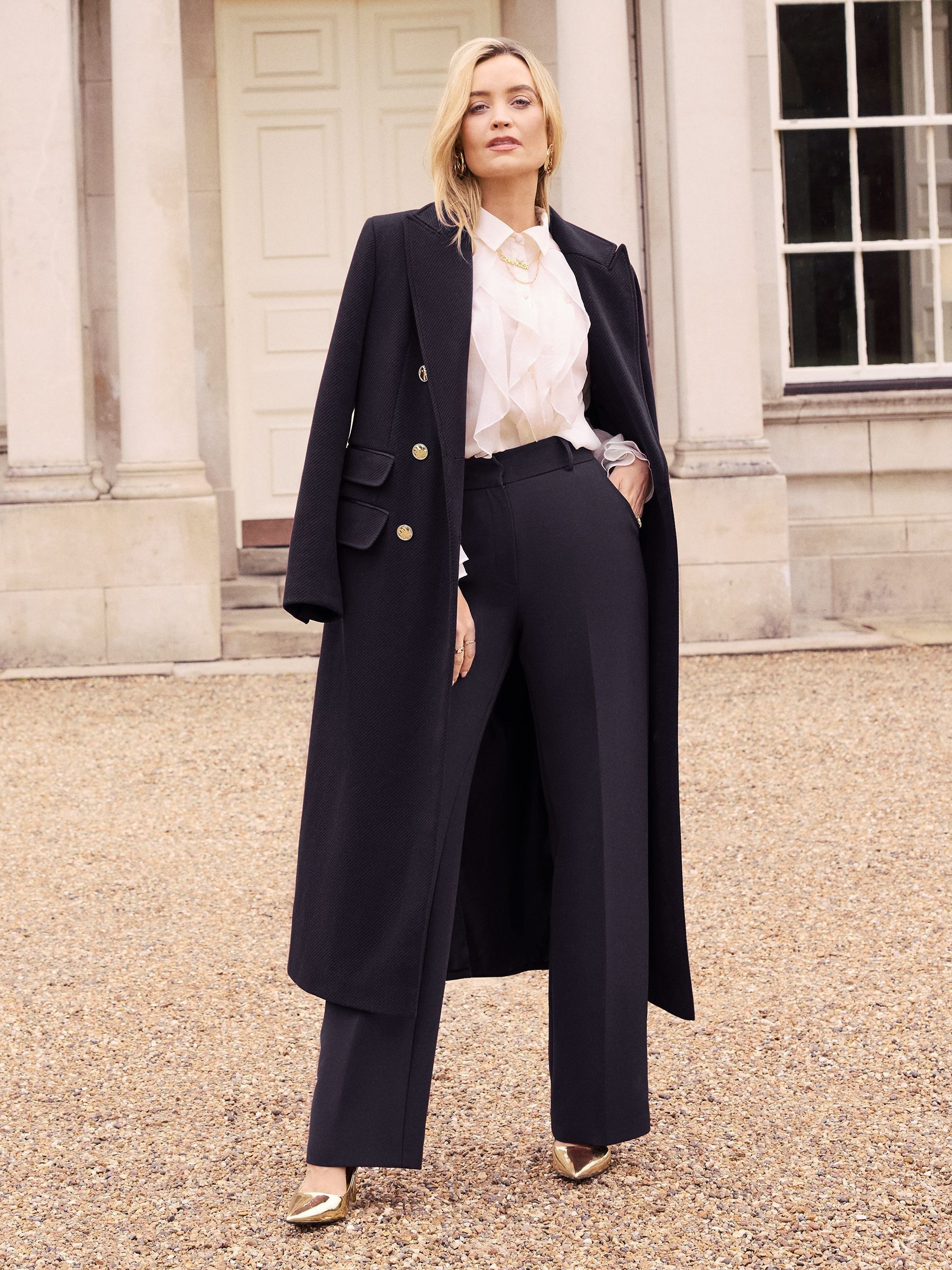 Buy Love Roses Navy Blue Double Breasted Hourglass Longline Coat from Next United Arab Emirates