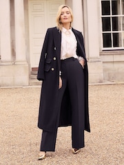 Love & Roses Navy Blue Double Breasted Hourglass Longline Coat - Image 1 of 4
