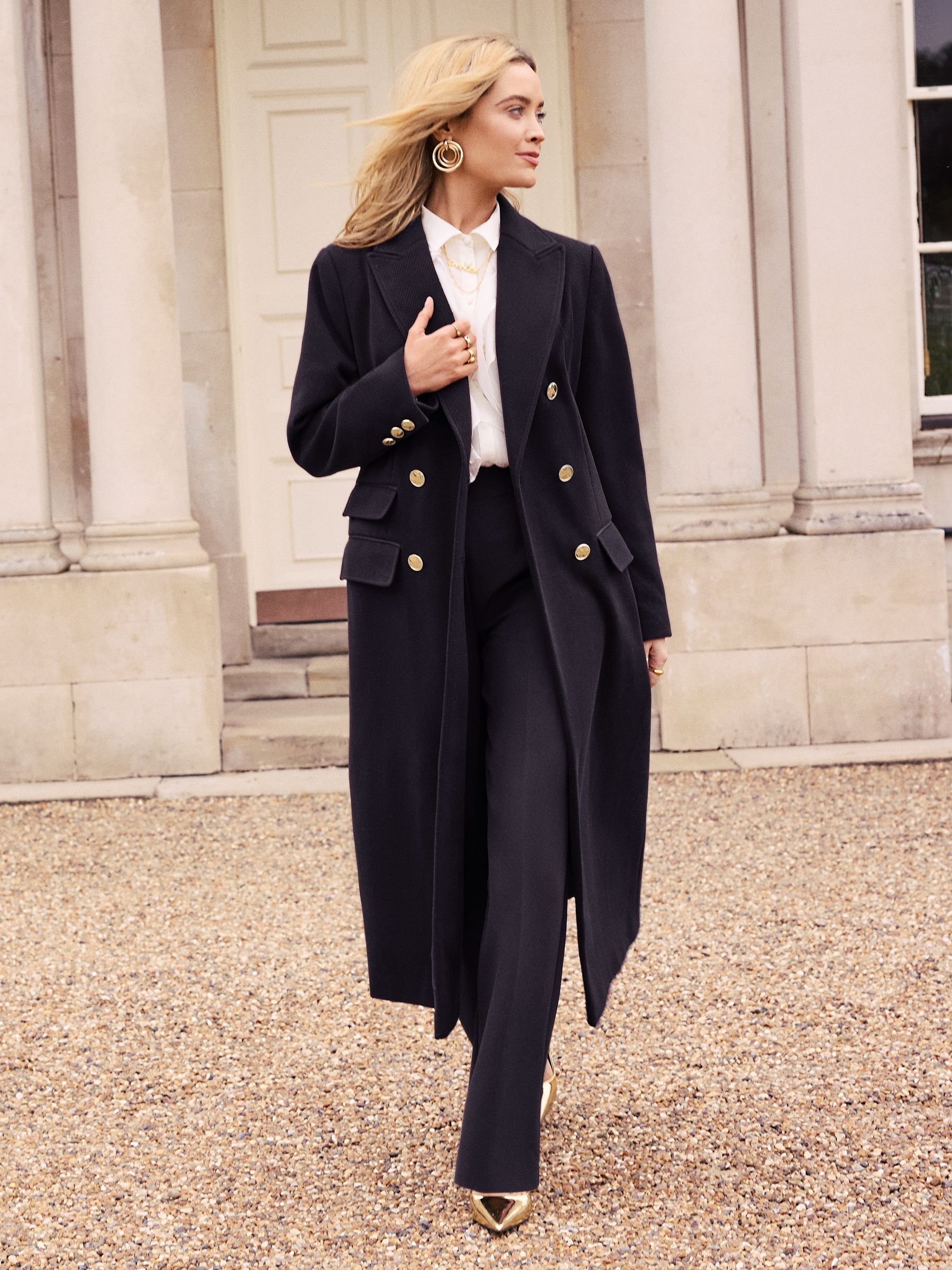 Navy blue longline coat hot sale