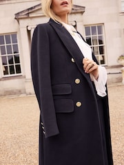 Love & Roses Navy Blue Double Breasted Hourglass Longline Coat - Image 4 of 4