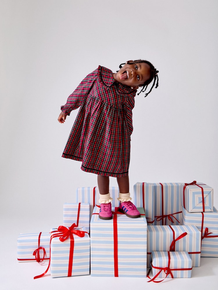 JoJo Maman Bébé Check Frill Collar Dress - 7şəkildən 1 şəkil