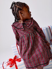 JoJo Maman Bébé Check Frill Collar Dress - 7şəkildən 3 şəkil