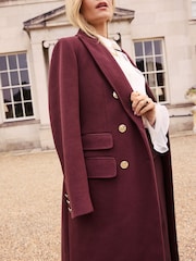 Love & Roses Burgundy Double Breasted Hourglass Longline Coat - Image 2 of 4