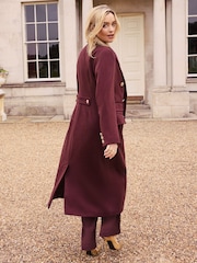 Love & Roses Burgundy Double Breasted Hourglass Longline Coat - Image 3 of 4