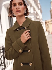Love & Roses Khaki Green Military Smart Coat - Image 2 of 4