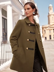 Love & Roses Khaki Green Military Smart Coat - Image 4 of 4