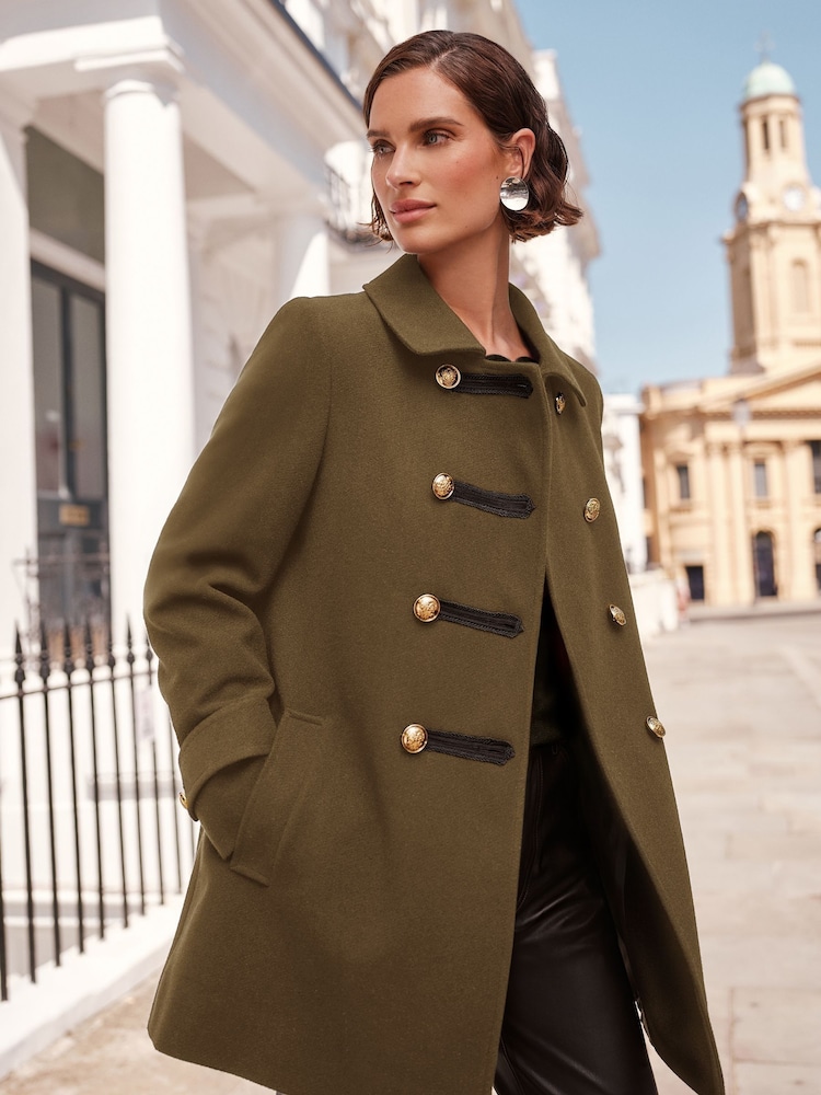 Love & Roses Khaki Green Military Smart Coat - Image 4 of 4