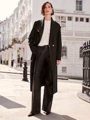 Love & Roses Black Shawl Collar Belted Coat - Image 2 of 4