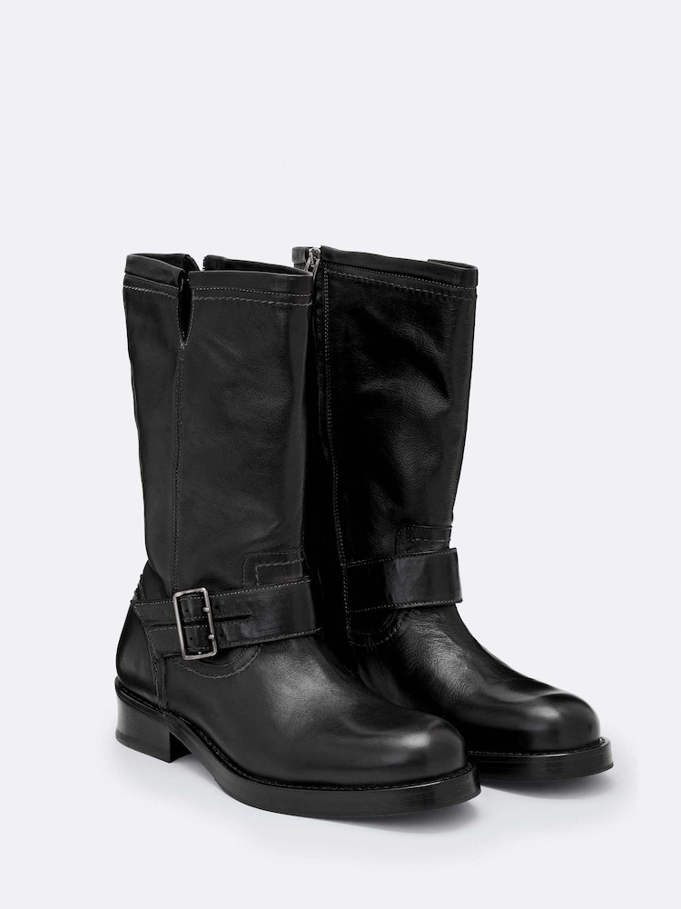 AllSaints Black Bailey Biker Boots - Image 2 of 4 AllSaints Black Bailey Biker Boots - Image 2 of 4