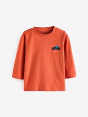 Orange Car 100% Cotton Long Sleeves Semi Plain T-Shirt (3mths-7yrs) - Image 1 of 3