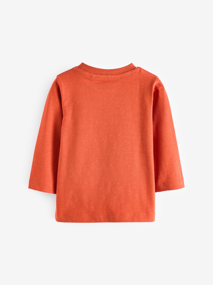 Orange Car 100% Cotton Long Sleeves Semi Plain T-Shirt (3mths-7yrs) - Image 2 of 3