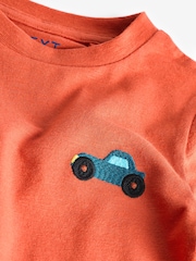 Orange Car 100% Cotton Long Sleeves Semi Plain T-Shirt (3mths-7yrs) - Image 3 of 3