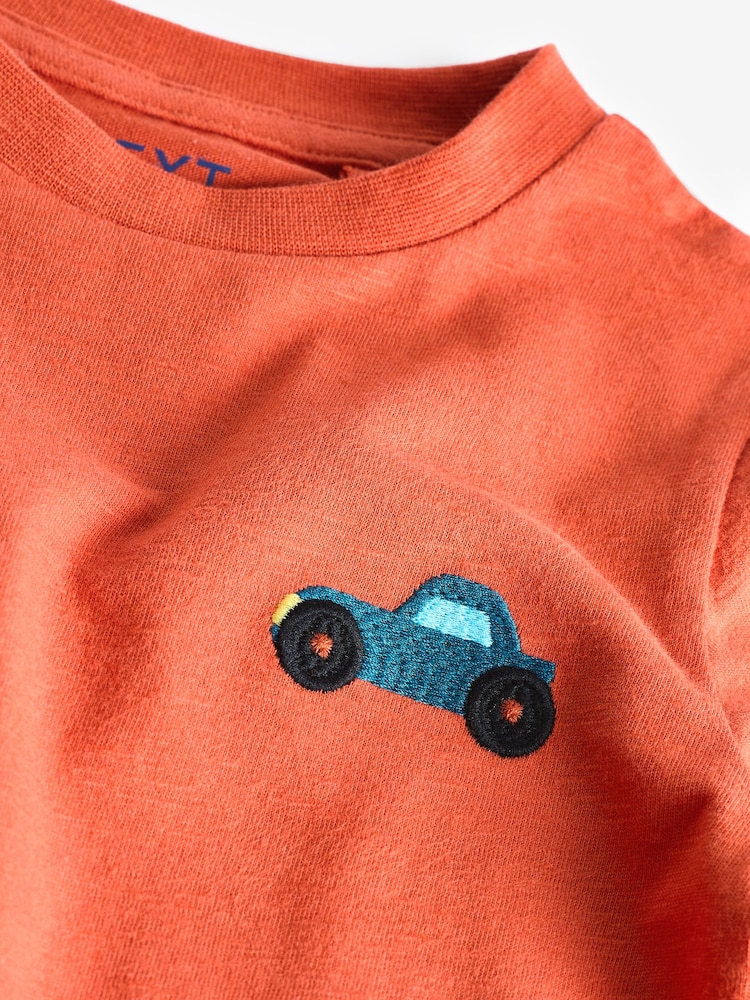 Orange Car 100% Cotton Long Sleeves Semi Plain T-Shirt (3mths-7yrs) - Image 3 of 3