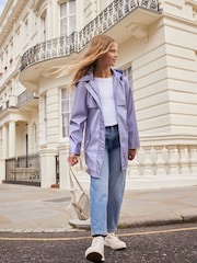 Lipsy Purple Shimmer Shower Resistant Lightweight Rubberised Rain Coat (3yrs-16yrs) - Image 2 of 3
