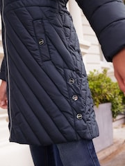 Lipsy Navy Blue Shower Resistant Midweight Longline Padded Coat (3-16yrs) - Image 3 of 3