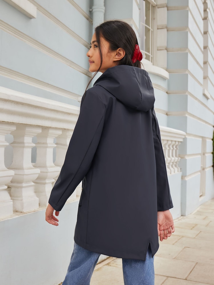 Lipsy Blue Shower Resistant Lightweight Rubberised Rain Coat (3yrs-16yrs) - Image 4 of 4