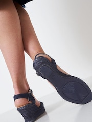 Crew Clothing Company Dark Blue Suede Heeled Sandals - Image 2 of 3
