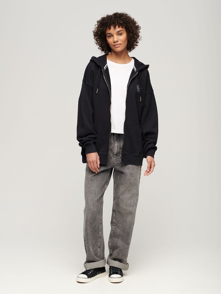 Superdry Black Athletic Essential Oversized Hoodie - Image 2 of 3