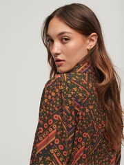 Superdry Orange Printed Fitted 70s Shirt - Image 3 of 6