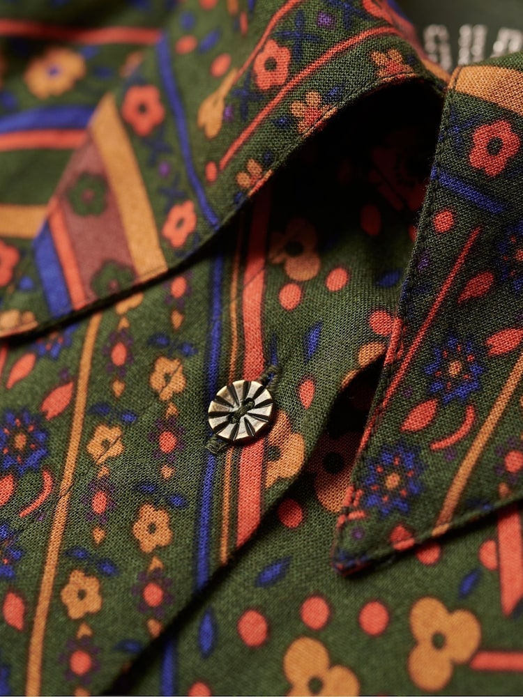 Superdry Orange Printed Fitted 70s Shirt - Image 6 of 6
