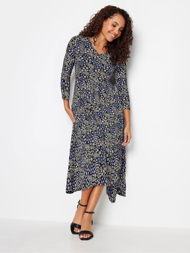 Schwarz/Grau - M&Co Petite-Kleid mit V-Ausschnitt - Bild 2 von 4