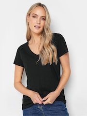 Long Tall Sally Red & Black 100% Cotton Stripe Short Sleeve T-Shirts 2 Pack - Image 4 of 5