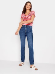 Long Tall Sally Red & Black 100% Cotton Stripe Short Sleeve T-Shirts 2 Pack - Image 5 of 5