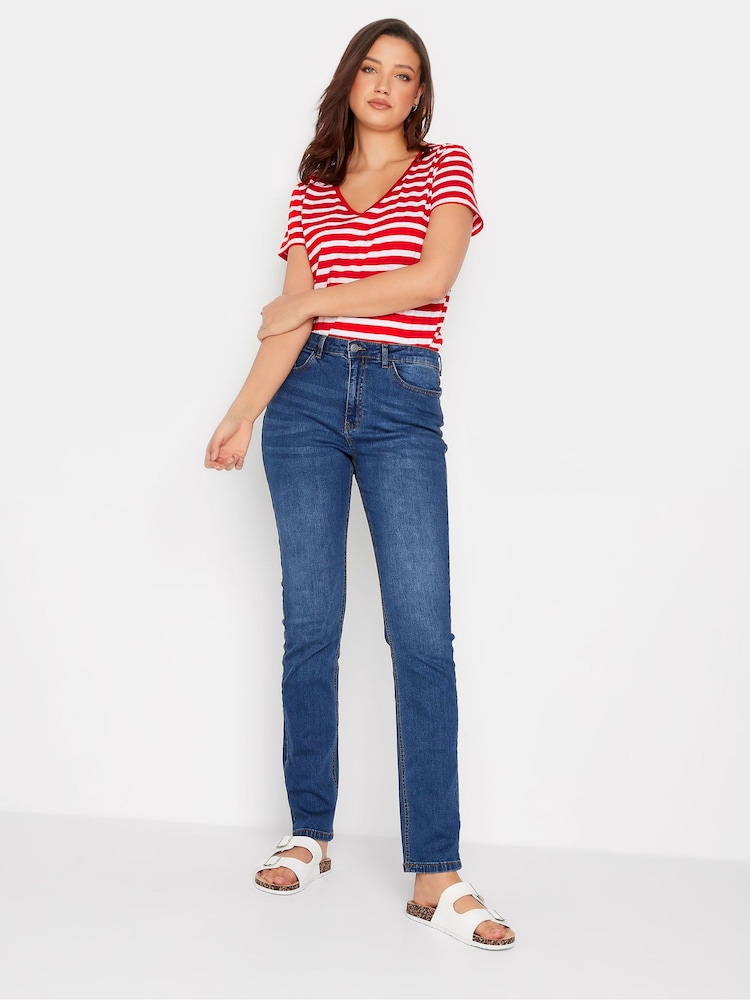 Long Tall Sally Red & Black 100% Cotton Stripe Short Sleeve T-Shirts 2 Pack - Image 5 of 5