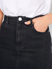 Long Tall Sally Black 100% Cotton Denim Maxi Skirt - Image 4 of 4