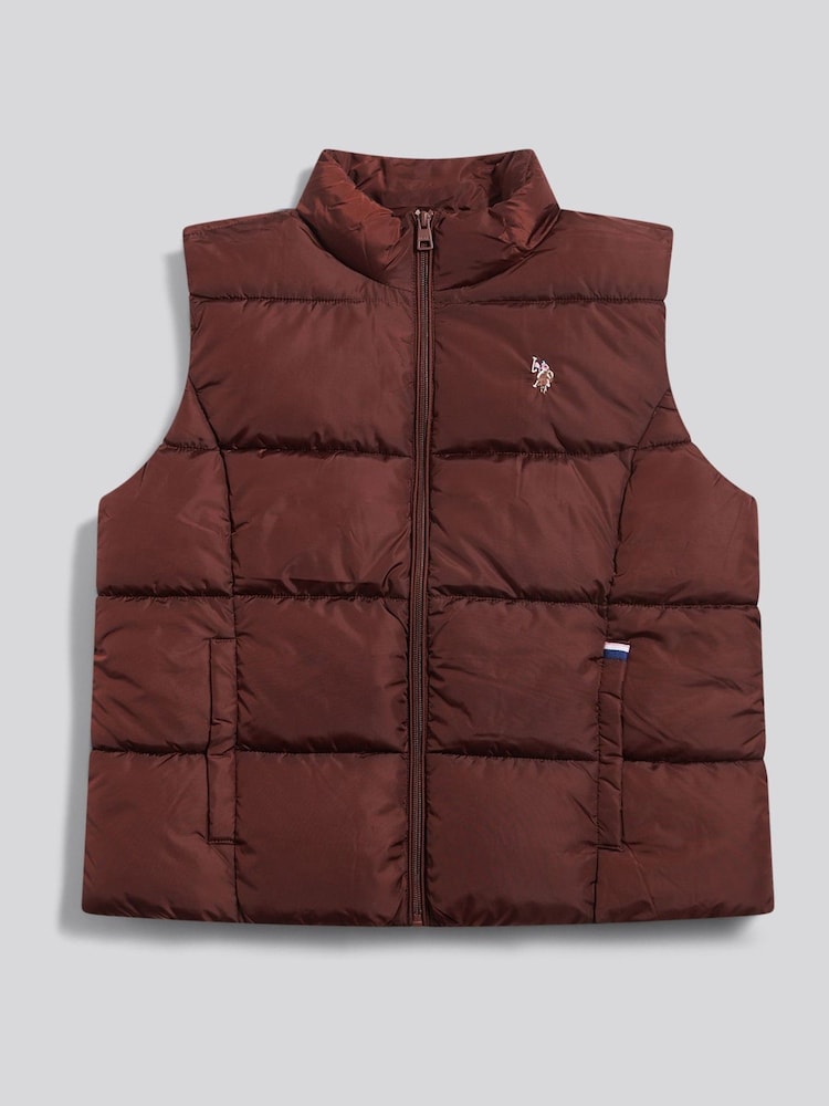 U.S. Polo Assn. Brown Lightweight Puffer Gilet - Image 1 of 3 U.S. Polo Assn. Brown Lightweight Puffer Gilet - Image 1 of 3