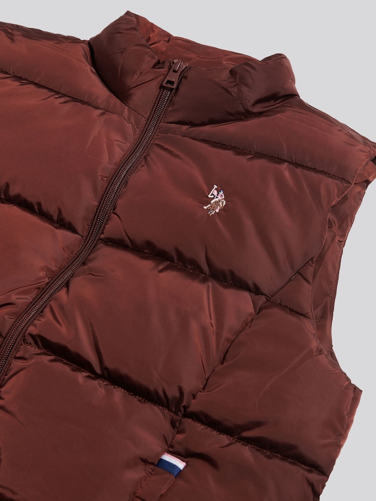 U.S. Polo Assn. Brown Lightweight Puffer Gilet - Image 3 of 3 U.S. Polo Assn. Brown Lightweight Puffer Gilet - Image 3 of 3