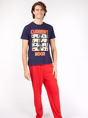Character Blue Mens Mickey Mouse Disney 100% Cotton Pyjamas - Image 1 of 4