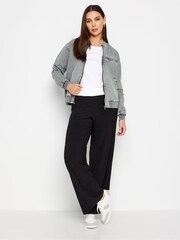 Long Tall Sally Grey 100% Cotton Acid Wash Bomber Jacket - Image 2 of 4
