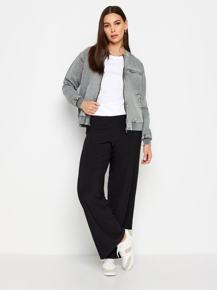 Long Tall Sally Grey 100% Cotton Acid Wash Bomber Jacket - Image 2 of 4