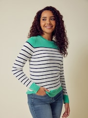 M&Co Green Striped Jumper - Image 1 of 6