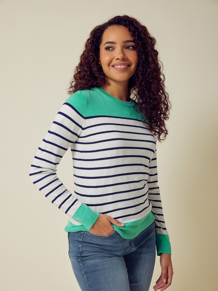 M&Co Green Striped Jumper - Image 1 of 6