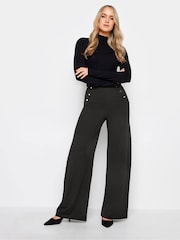 Long Tall Sally Black Button Detail Wide Leg Trousers - Image 3 of 4