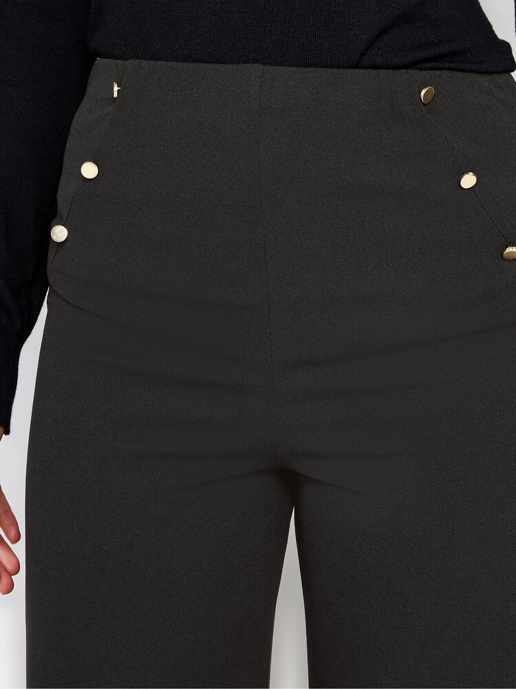 Long Tall Sally Black Button Detail Wide Leg Trousers - Image 4 of 4