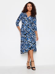 M&Co Blue Wrap Gathered Dress - Image 1 of 4