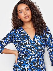 M&Co Blue Wrap Gathered Dress - Image 4 of 4
