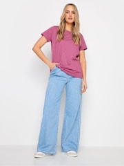 Long Tall Sally Blue 100% Cotton Stripe Short Sleeve T-Shirts 2 Pack - Image 4 of 5