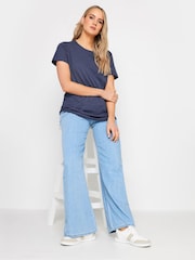 Long Tall Sally Blue 100% Cotton Stripe Short Sleeve T-Shirts 2 Pack - Image 5 of 5