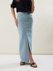 Long Tall Sally Blue 100% Cotton Denim Maxi Skirt - Image 1 of 4