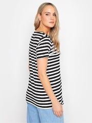 Long Tall Sally Black/White 100% Cotton Stripe Short Sleeve T-Shirts 2 Pack - Image 3 of 5