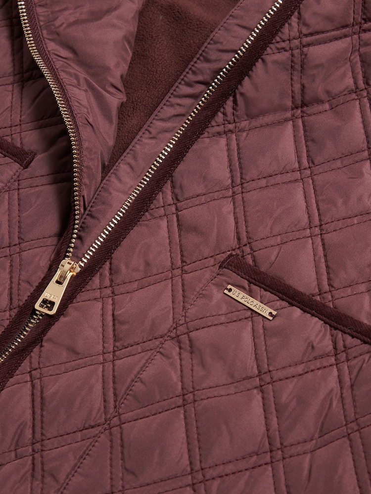 U.S. Polo Assn. Purple Corduroy-Trim Quilted Hacking Gilet - Image 3 of 3 U.S. Polo Assn. Purple Corduroy-Trim Quilted Hacking Gilet - Image 3 of 3