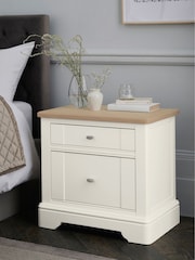 Chalk White Hampton Country Collection Luxe Painted Oak 2 Drawer Wide Bedside Table - Image 2 of 10