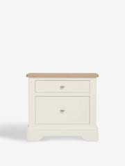 Chalk White Hampton Country Collection Luxe Painted Oak 2 Drawer Wide Bedside Table - Image 4 of 10