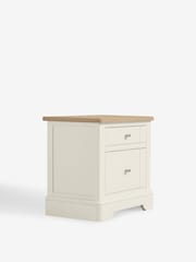 Chalk White Hampton Country Collection Luxe Painted Oak 2 Drawer Wide Bedside Table - Image 5 of 10