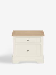 Chalk White Hampton Country Collection Luxe Painted Oak 2 Drawer Wide Bedside Table - Image 6 of 10